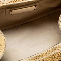 Pre Owned Dolce & Gabbana Cream Watersnake Leather Frame Satchel