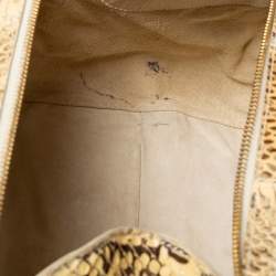 Pre Owned Dolce & Gabbana Cream Watersnake Leather Frame Satchel
