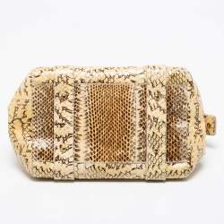 Pre Owned Dolce & Gabbana Cream Watersnake Leather Frame Satchel