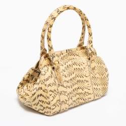 Pre Owned Dolce & Gabbana Cream Watersnake Leather Frame Satchel