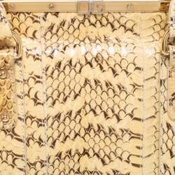 Pre Owned Dolce & Gabbana Cream Watersnake Leather Frame Satchel