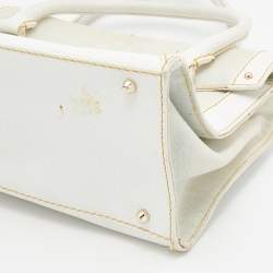 Pre Owned Dolce & Gabbana White Denim And Leather Flap Satchel