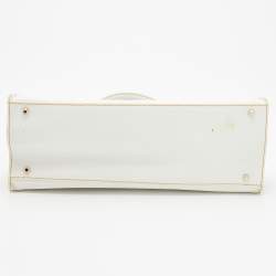 Pre Owned Dolce & Gabbana White Denim And Leather Flap Satchel
