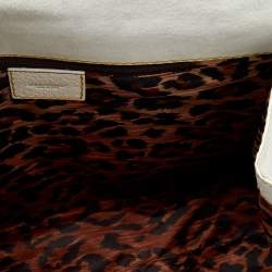 Pre Owned Dolce & Gabbana White Denim And Leather Flap Satchel