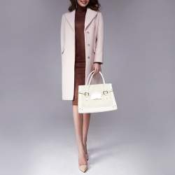 Pre Owned Dolce & Gabbana White Denim And Leather Flap Satchel