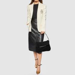 Pre Owned Dolce & Gabbana Black Felt Flap Shoulder Bag