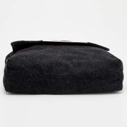 Pre Owned Dolce & Gabbana Black Felt Flap Shoulder Bag