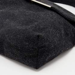 Pre Owned Dolce & Gabbana Black Felt Flap Shoulder Bag