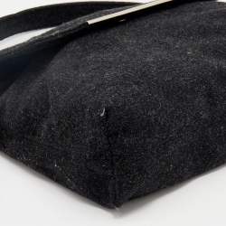 Pre Owned Dolce & Gabbana Black Felt Flap Shoulder Bag