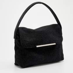 Pre Owned Dolce & Gabbana Black Felt Flap Shoulder Bag