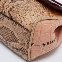 Pre Owned Dolce & Gabbana Multicolor Python and Crocodile Limited Edition Small Miss Sicily Top Handle Bag