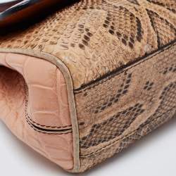 Pre Owned Dolce & Gabbana Multicolor Python and Crocodile Limited Edition Small Miss Sicily Top Handle Bag