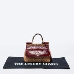 Pre Owned Dolce & Gabbana Multicolor Python and Crocodile Limited Edition Small Miss Sicily Top Handle Bag