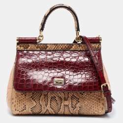 Pre Owned Dolce & Gabbana Multicolor Python and Crocodile Limited Edition Small Miss Sicily Top Handle Bag