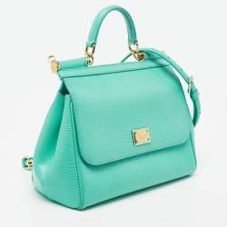 مملوكة مسبقًا حقيبة كتف دولتشي أند غابانا ميس سيسيلي جلد خضراء متوسطة بيد علوية