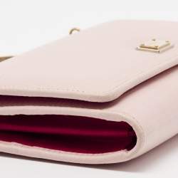 مملوكة مسبقًا Dolce & Gabbana Light Pink/Red Leather Miss Sicily Von Wallet on Chain