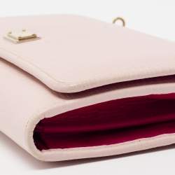 مملوكة مسبقًا Dolce & Gabbana Light Pink/Red Leather Miss Sicily Von Wallet on Chain