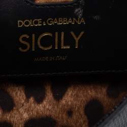 مملوكة مسبقًا Dolce & Gabbana Black Leather Small Embellished Miss Sicily Top Handle Bag