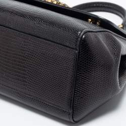 مملوكة مسبقًا Dolce & Gabbana Black Leather Small Embellished Miss Sicily Top Handle Bag