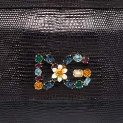 مملوكة مسبقًا Dolce & Gabbana Black Leather Small Embellished Miss Sicily Top Handle Bag