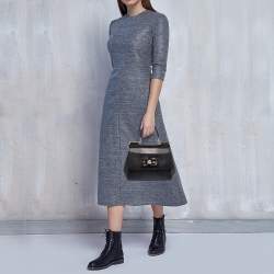 مملوكة مسبقًا Dolce & Gabbana Black Leather Small Embellished Miss Sicily Top Handle Bag