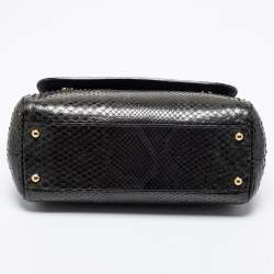 Pre Owned Dolce & Gabbana Deep Green Python Medium Miss Sicily Top Handle Bag