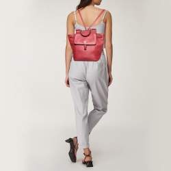 Pre Owned Dolce & Gabbana Red Leather Sicily Backpack