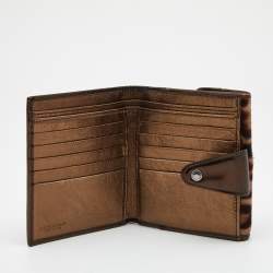 Pre Owned Dolce & Gabbana Brown Leopard Print Calfhair and Patent Leather French Compact Wallet