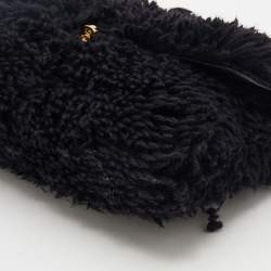 Pre Owned Dolce & Gabbana Black Wool Chain Flap Shoulder Bag