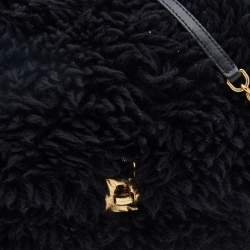 Pre Owned Dolce & Gabbana Black Wool Chain Flap Shoulder Bag