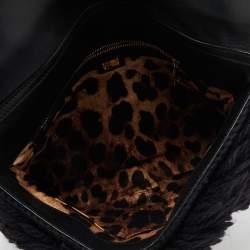 Pre Owned Dolce & Gabbana Black Wool Chain Flap Shoulder Bag