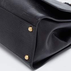Pre Owned Dolce & Gabbana Black Lizard Embossed Leather Medium Miss Monica Top Handle Bag