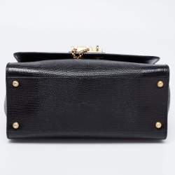 Pre Owned Dolce & Gabbana Black Lizard Embossed Leather Medium Miss Monica Top Handle Bag