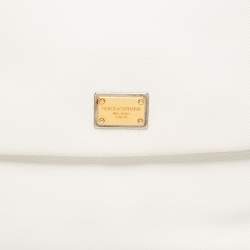 Pre Owned Dolce & Gabbana White Leather Large Miss Sicily Top Handle Bag
