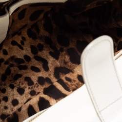 Pre Owned Dolce & Gabbana White Leather Large Miss Sicily Top Handle Bag