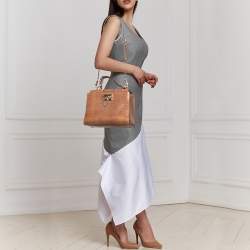 Pre Owned Dolce & Gabbana Brown Lizard Embossed Leather Miss Monica Top Handle Bag