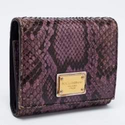 Pre Owned محفظة دولتشي أند غابانا جلد ثعبان أسود / بنفسجي طية ثلاثية