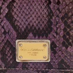 Pre Owned محفظة دولتشي أند غابانا جلد ثعبان أسود / بنفسجي طية ثلاثية