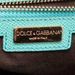 Pre Owned Dolce & Gabbana Brown/Turquoise Leopard Print Coated Canvas and Leather Wristlet Clutch