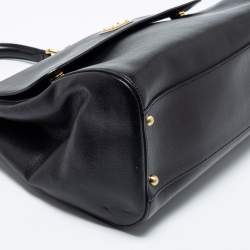 Pre Owned Dolce & Gabbana Black Leather Large Miss Sicily Top Handle Bag