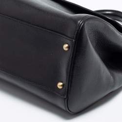 Pre Owned Dolce & Gabbana Black Leather Large Miss Sicily Top Handle Bag