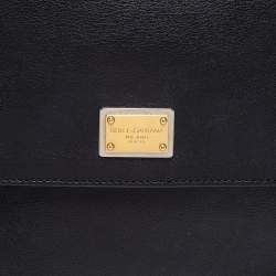 Pre Owned Dolce & Gabbana Black Leather Large Miss Sicily Top Handle Bag