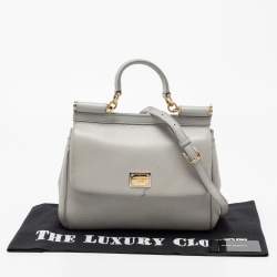 Pre Owned Dolce & Gabbana Grey Leather Medium Miss Sicily Top Handle Bag