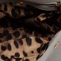 Pre Owned Dolce & Gabbana Grey Leather Medium Miss Sicily Top Handle Bag