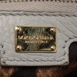 Pre Owned Dolce & Gabbana Grey Leather Medium Miss Sicily Top Handle Bag