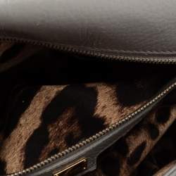 Pre Owned Dolce & Gabbana Grey Leather Medium Miss Sicily Top Handle Bag