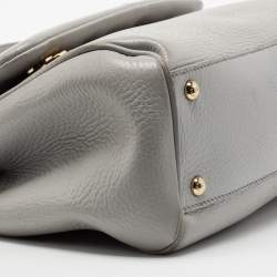 Pre Owned Dolce & Gabbana Grey Leather Medium Miss Sicily Top Handle Bag