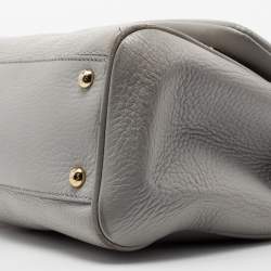 Pre Owned Dolce & Gabbana Grey Leather Medium Miss Sicily Top Handle Bag