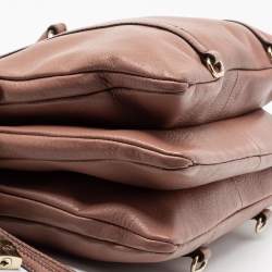 Pre Owned D&G Brown Leather Triple Shoulder Bag