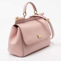 مملوكة مسبقًا Dolce & Gabbana Pink Leather Medium Miss Sicily Top Handle Bag